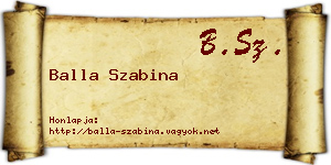 Balla Szabina névjegykártya